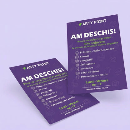 flyer A5 A6 DL fata verso